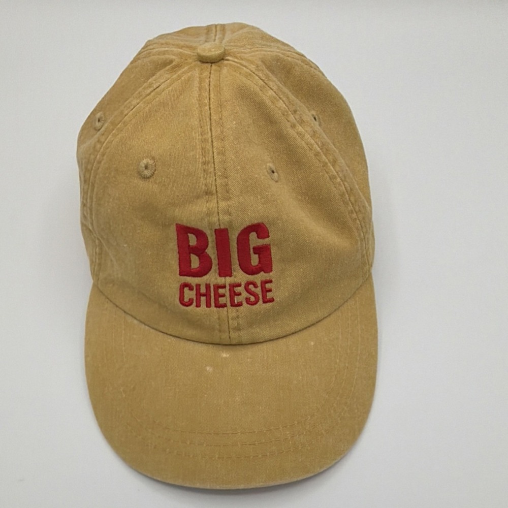 Big Cheese Hat Adjustable Dad Cap Funny Novelty Embroidered Strapback Beige
